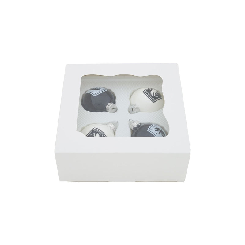 KERSTBALLEN SET ZWART - WIT 4st