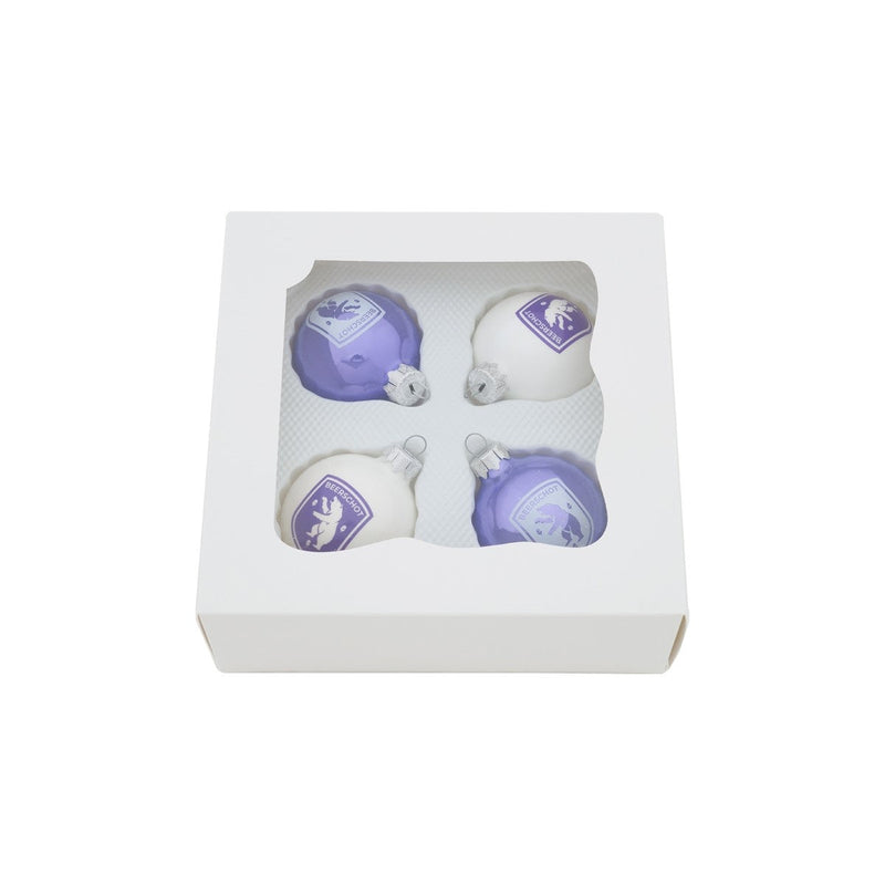 KERSTBALLEN SET PAARS - WIT 4st